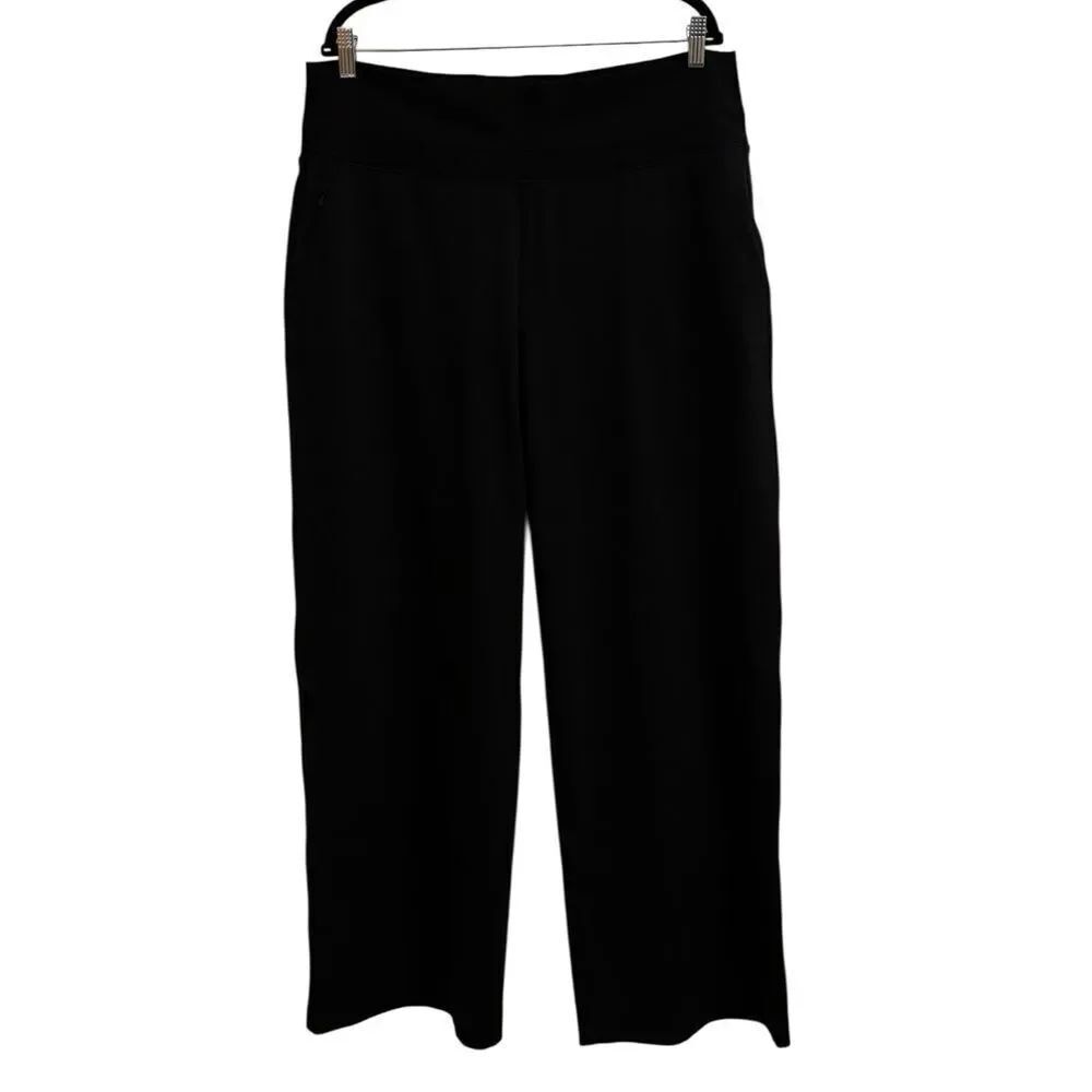 Athleta Women's Wide Leg High Stretch Wide Waistband Black Yoga Minimalist Pant